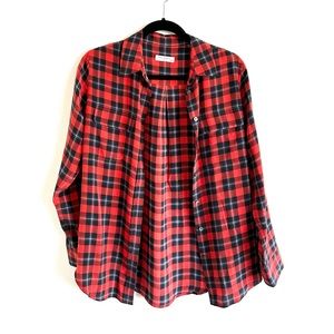 Equipment red plaid 100% silk shirt